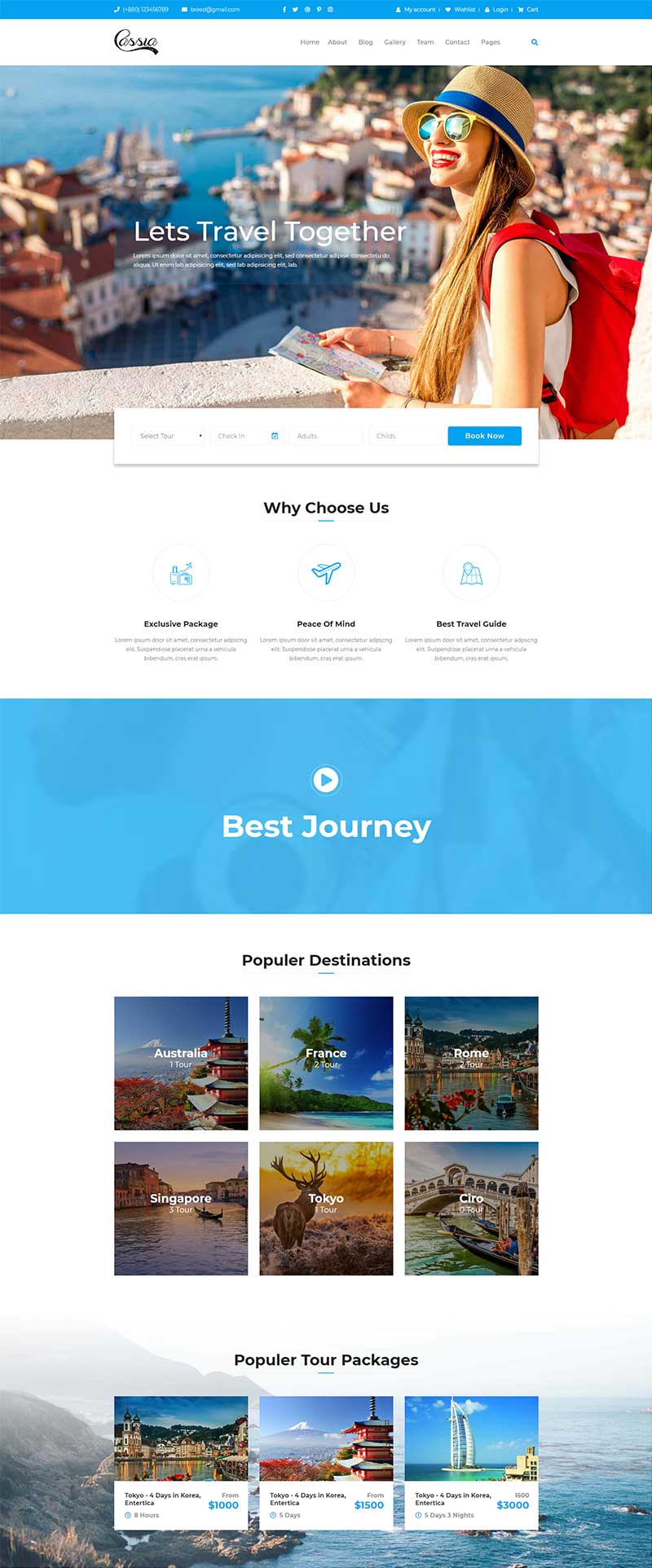 蓝色旅行社组团旅游公司静态HTML网站Bootstrap模板-推推论坛