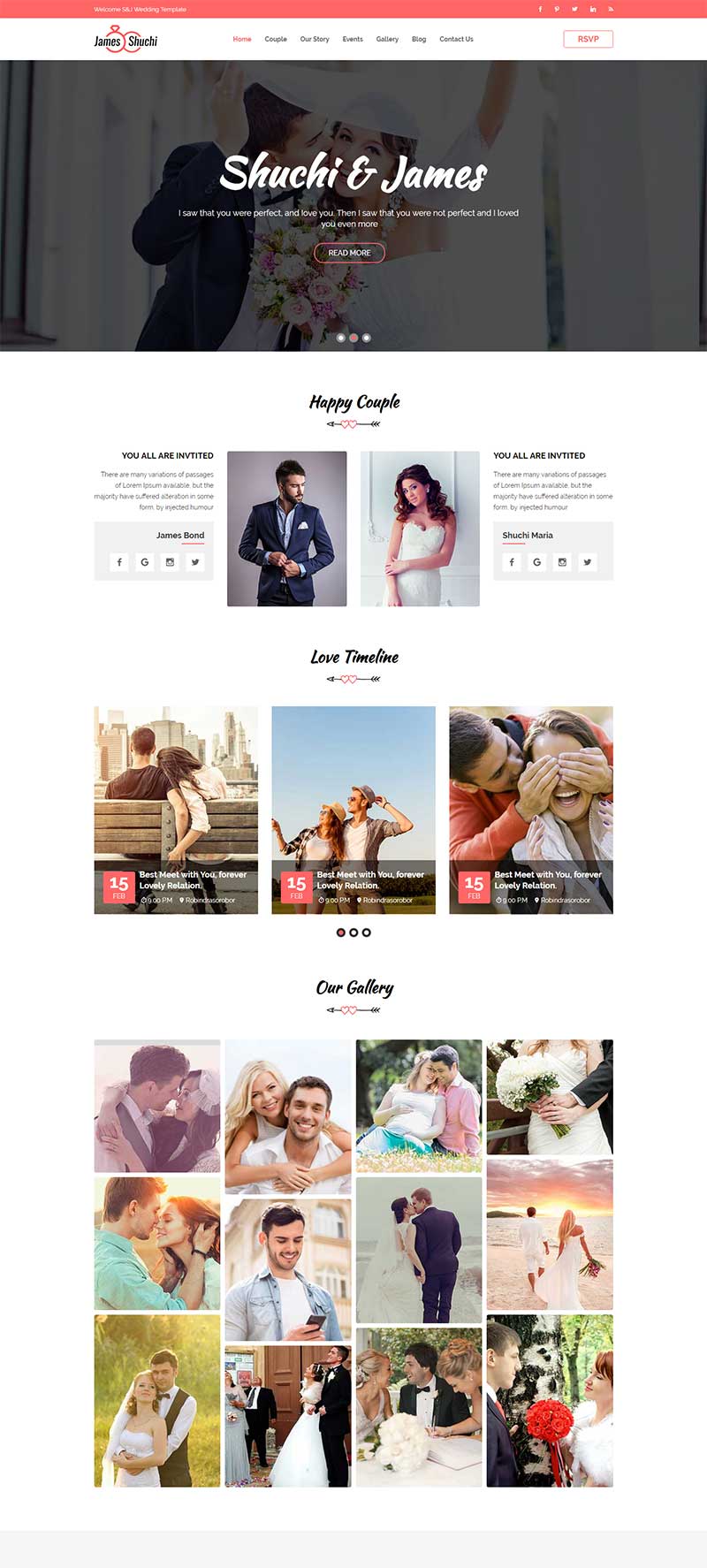 红色的婚纱婚礼摄影公司HTML静态bootstrap模板-推推论坛