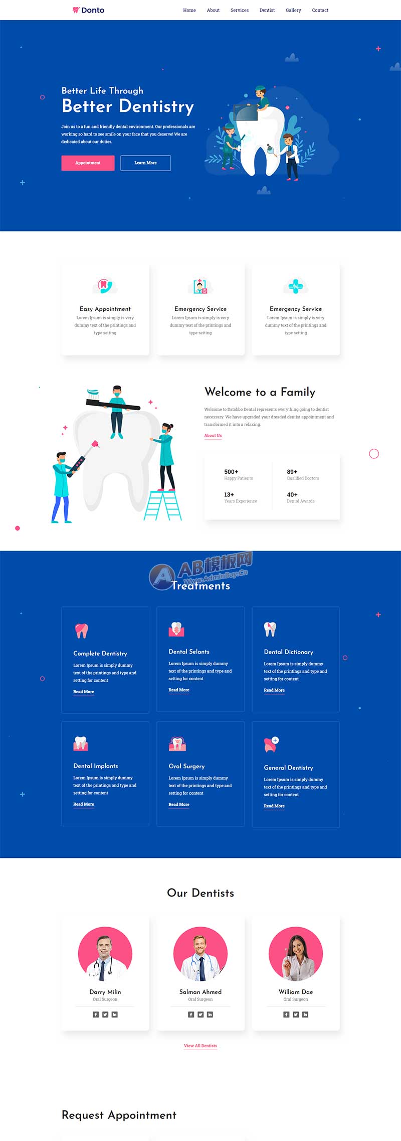 蓝色通用的牙科诊所html网站模板-推推论坛