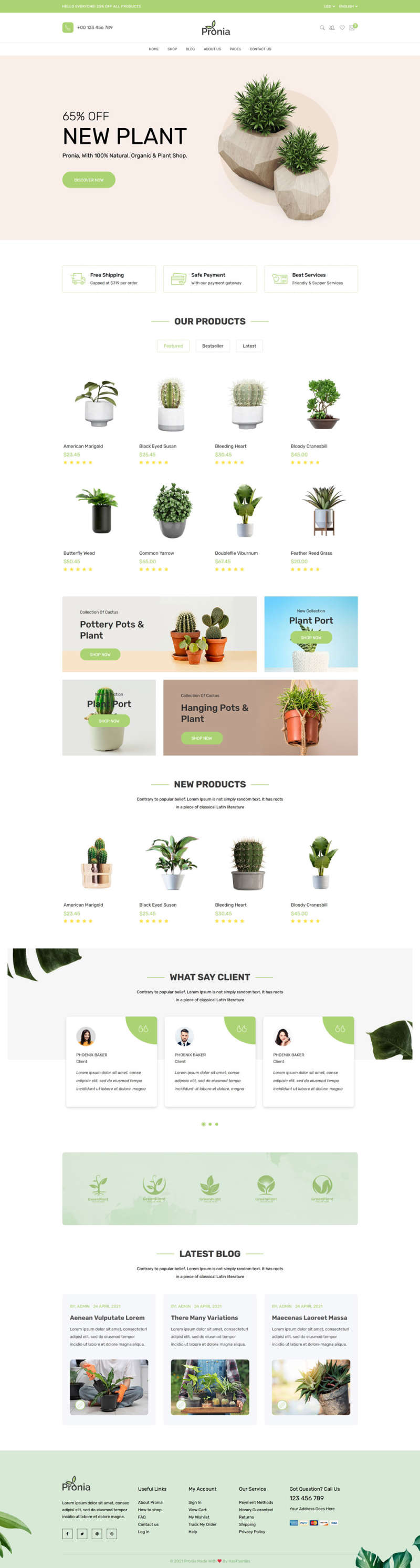 绿色的盆栽植物商城网页模板-推推论坛