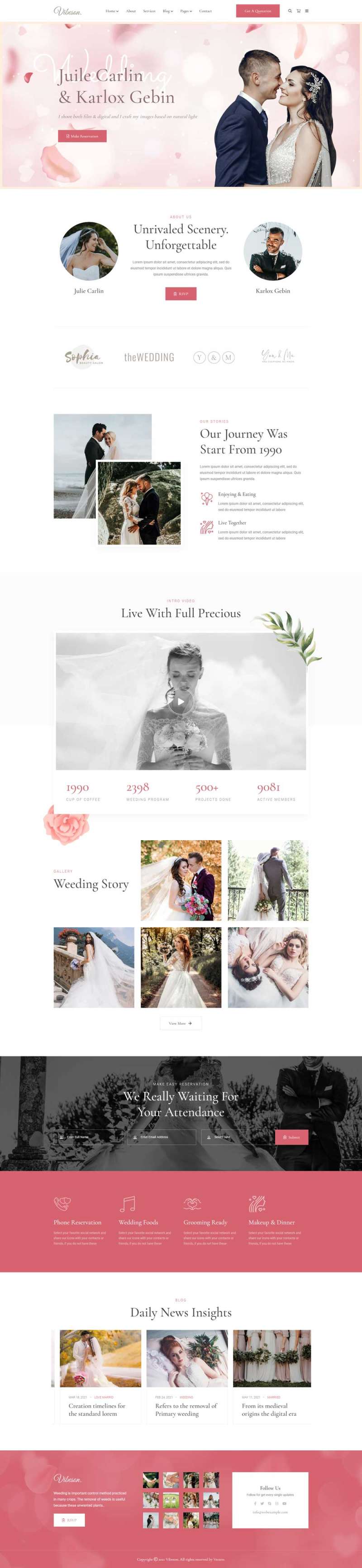 精美的婚礼活动策划摄影HTML模板-推推论坛